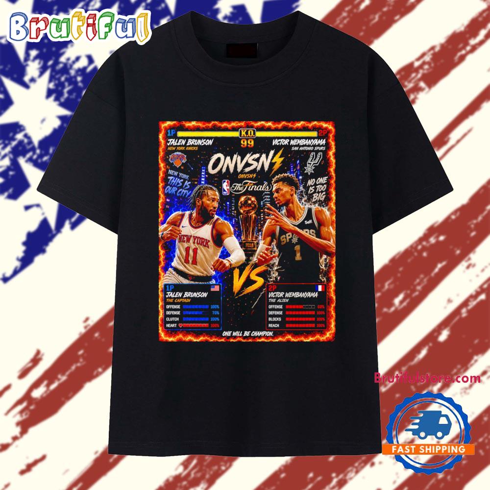 Jalen Brunson New York Knicks vs Victor Wembanyama San Antonio Spurs NBA Finals T Shirt