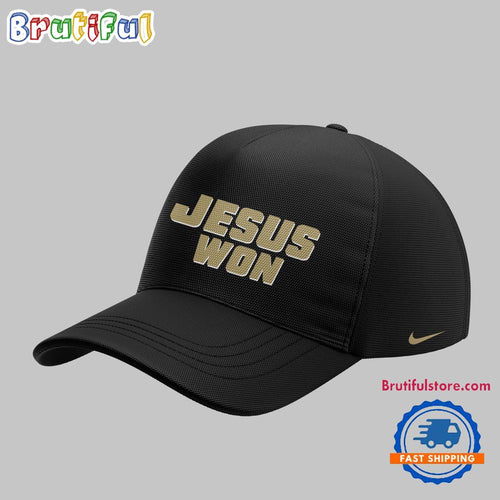 James Madison Dukes Football 2025 JESUS WON Black Cap