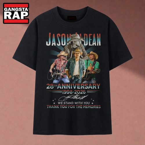 Jason Aldean 28th Anniversary 1998 2026 Signatures Graphic T Shirt, Music 2D Shirt