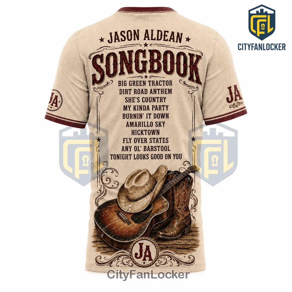 Jason Aldean Country Music Icon Signature Songbook T-Shirt