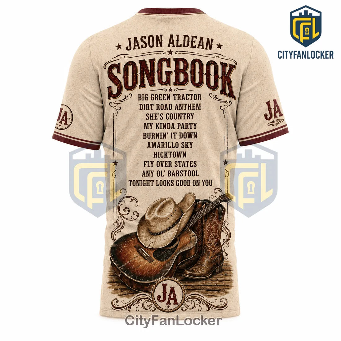 Jason Aldean Country Music Icon Signature Songbook T-Shirt