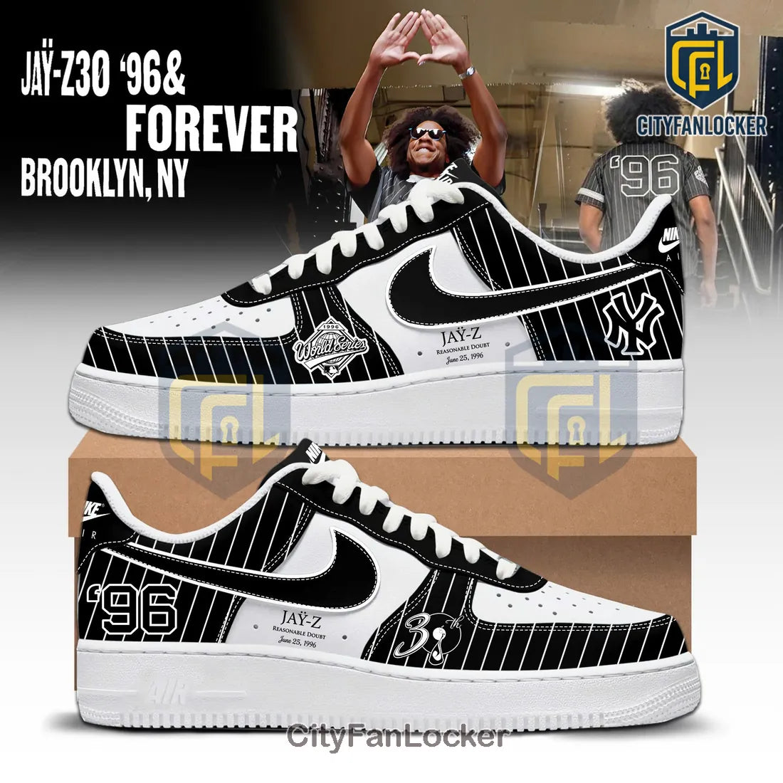 Jay-Z Reasonable Doubt 96 New York Yankees AF1 Sneakers