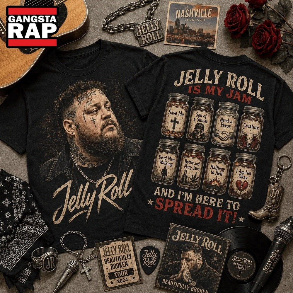 Jelly Roll Is My Jam Songs in Jars Front and Back Hoodie T-Shirt