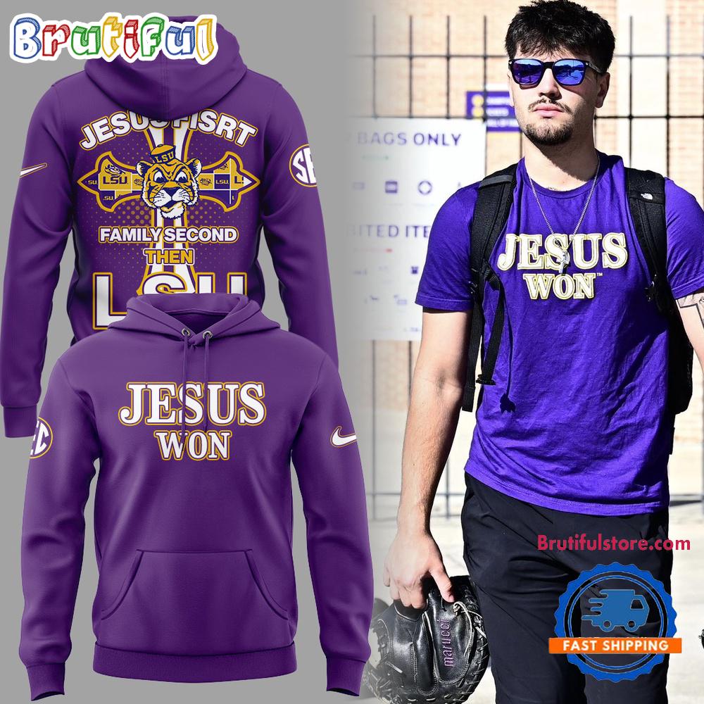 LSU Tigers JESUS WON Purple Hoodie T-Shirt