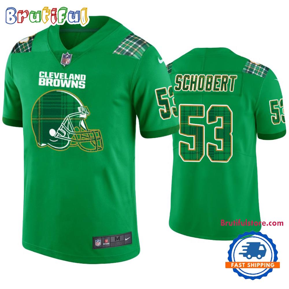 Joe Schobert Cleveland Browns #53 Jersey St. Patricks Day Kelly Green Lucky Football Jersey