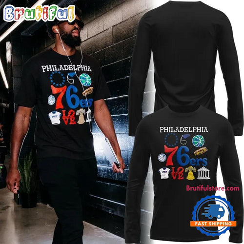 Joel Embiid Philadelphia 76ers 2026 Playoff New Design Long Sleeve Shirt