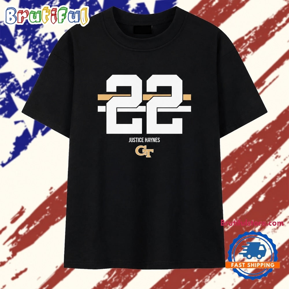 Justice Haynes Georgia Tech Yellow Jackets number 22 T Shirt