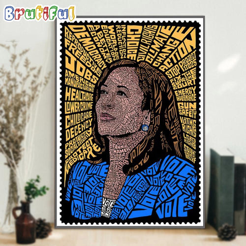Kamala Harris Typographic Made Up Of 67 American Women Wall Art Poster Canvas