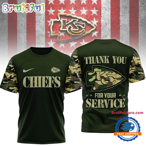 Kansas City Chiefs 2026 NFL Camouflage Thank You For Service Limited 3D Shirt