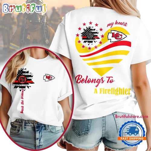 Kansas City Chiefs 2026 NFL My Heart Belongs To A Firefighter Unisex T Shirt