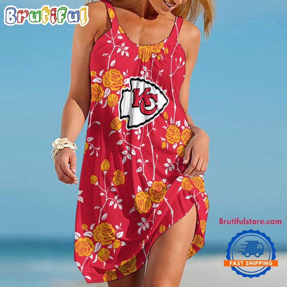 Kansas City Chiefs Flower Women’s Summer Beach Sling Dress
