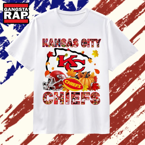 Kansas City Chiefs Football Autumn Fall Pumpkin Graphic T Shirt