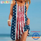 Kansas City Chiefs In My Veins USA In My Heart Independence Day Women’s Summer Beach Sling Dress