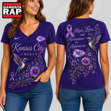 Kansas City Chiefs NFL Alzheimer’s Awareness Month V neck T Shirt