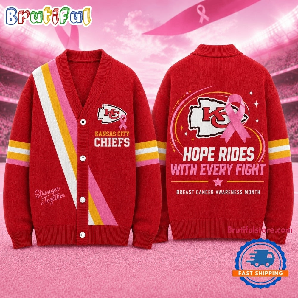 Kansas City Chiefs NFL Breast Cancer Hope Rides With Every Fight Cardigan