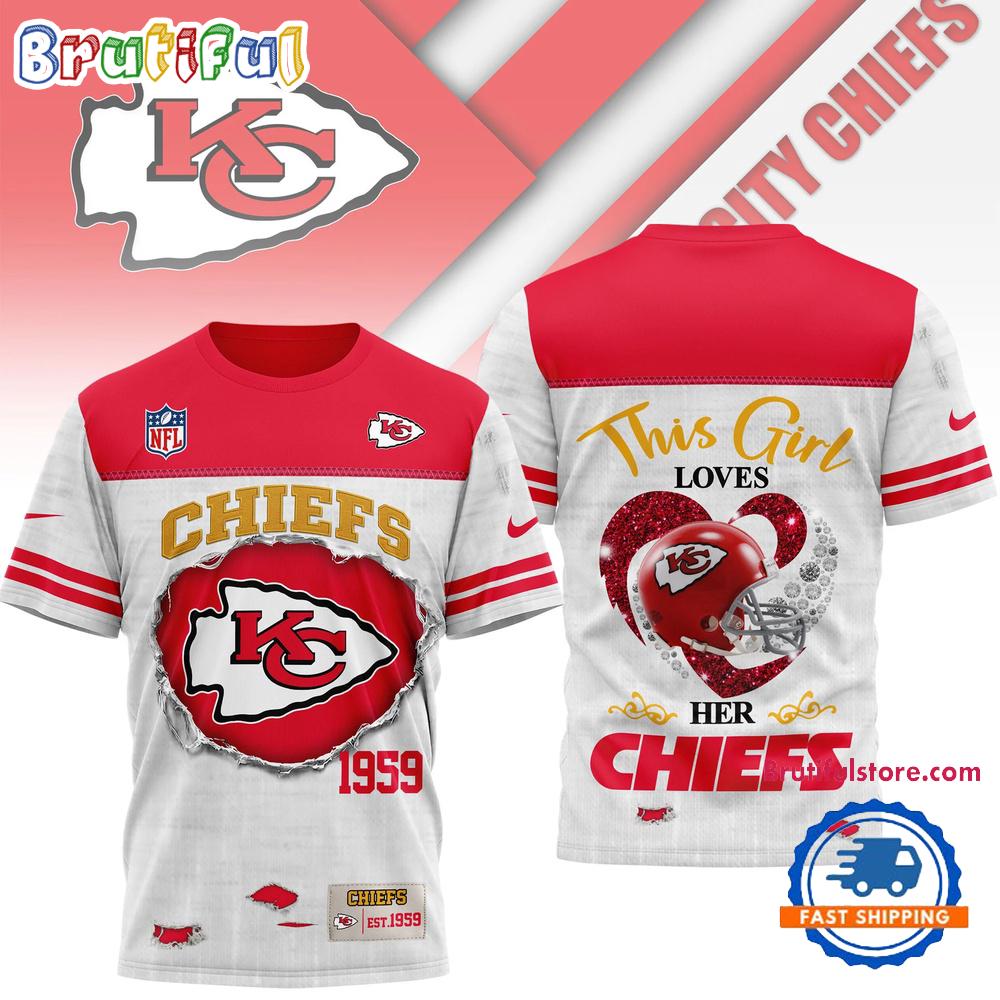 Kansas City Chiefs NFL Girl Heart & Helmet 3D Shirt