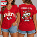 Kansas City Chiefs NFL Hello Kitty Football V Neck T Shirt