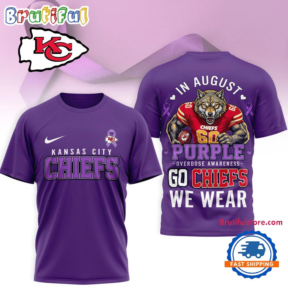 Kansas City Chiefs NFL In August We Wear Purple Overdose Awareness 3D Shirt