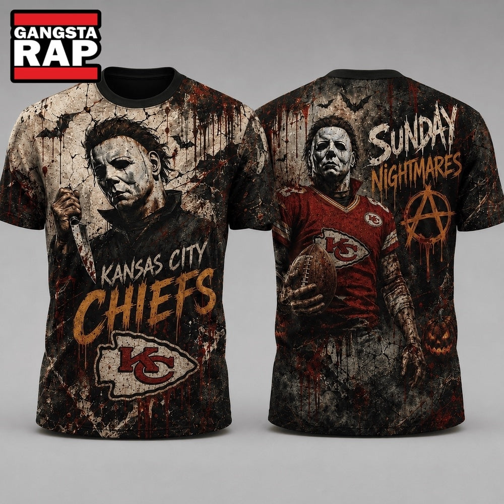 Kansas City Chiefs NFL Michael Myers Sunday Nightmares Horror Halloween 3D T Shirt, Football New Design Shirt