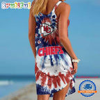 Kansas City Chiefs Tie Dye Independence Day Women’s Summer Beach Sling Dress