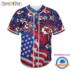 Kansas City Chiefs USA Flag Independence Day Baseball Jersey, Sport Team 4th of July Jersey