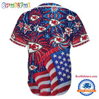 Kansas City Chiefs USA Flag Independence Day Baseball Jersey, Sport Team 4th of July Jersey