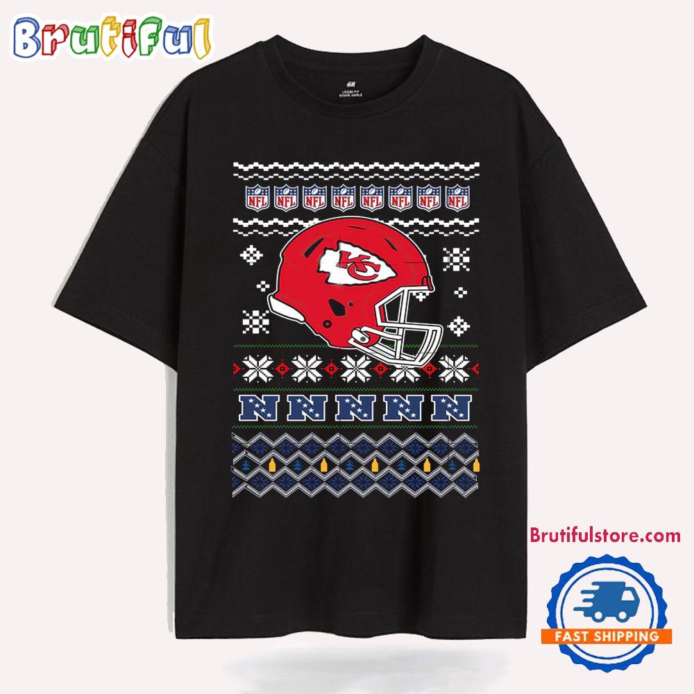 Kansas city chiefs Football Logo Team Helmet Merry Chritmas 2024 T Shirt