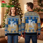 Kansas City Royals Blue And Gold Snowflake Ugly Christmas Sweater