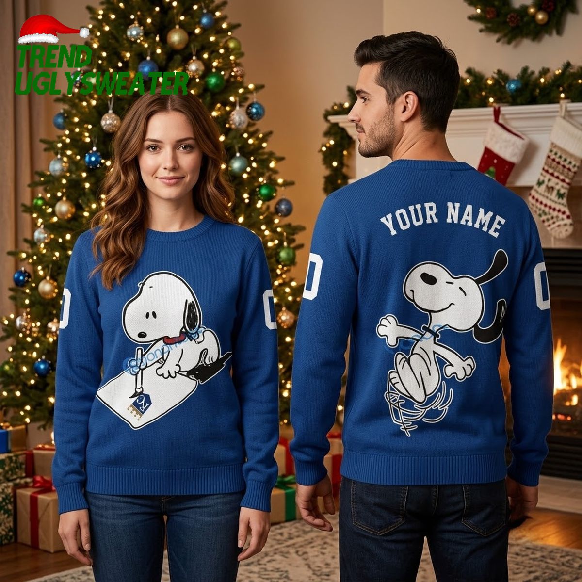 Kansas City Royals Snoopy Skateboarding Personalized Custom Name And Number Ugly Christmas Sweater