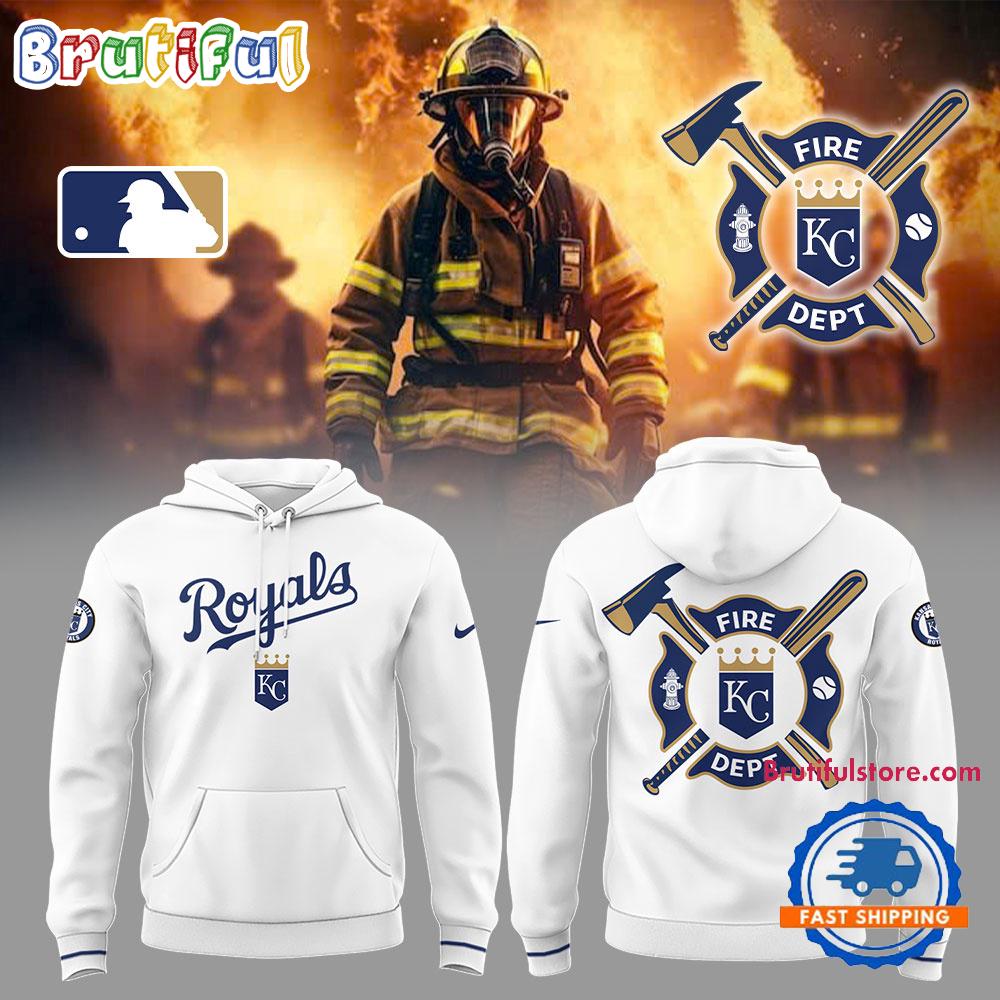 Kansas City Royals x Firefighter Appreciation Night White Hoodie T-Shirt