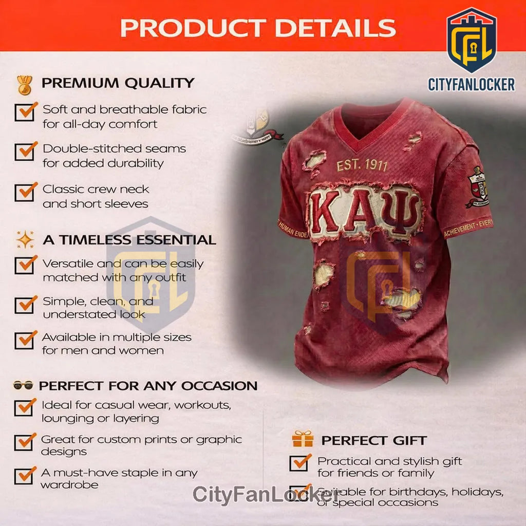 Kappa Alpha Psi 1911 Crimson Patch Crew Neck T-Shirt