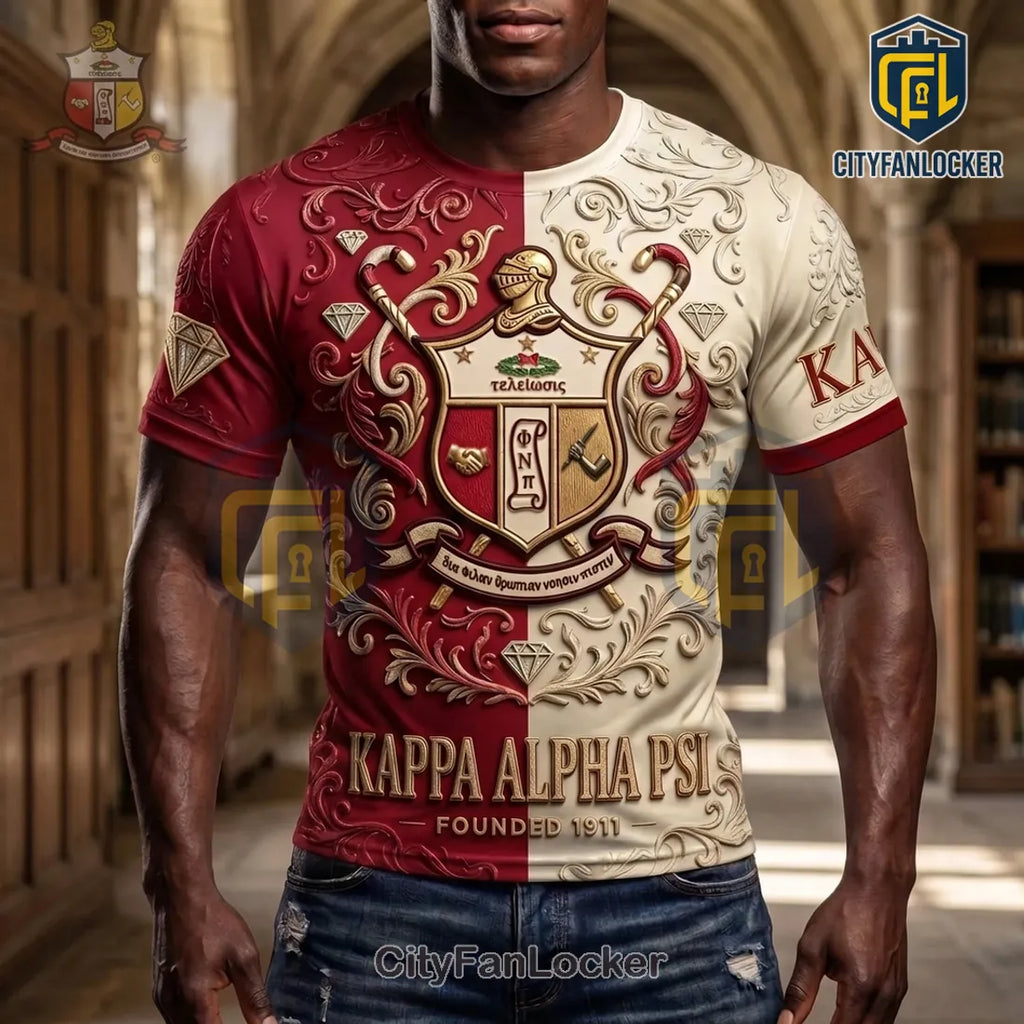 Kappa Alpha Psi Crest Premium Crimson Cream T-Shirt
