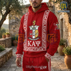 Kappa Alpha Psi Frat Crimson Red Fleece Pullover Hoodie and Jogger Pants Set