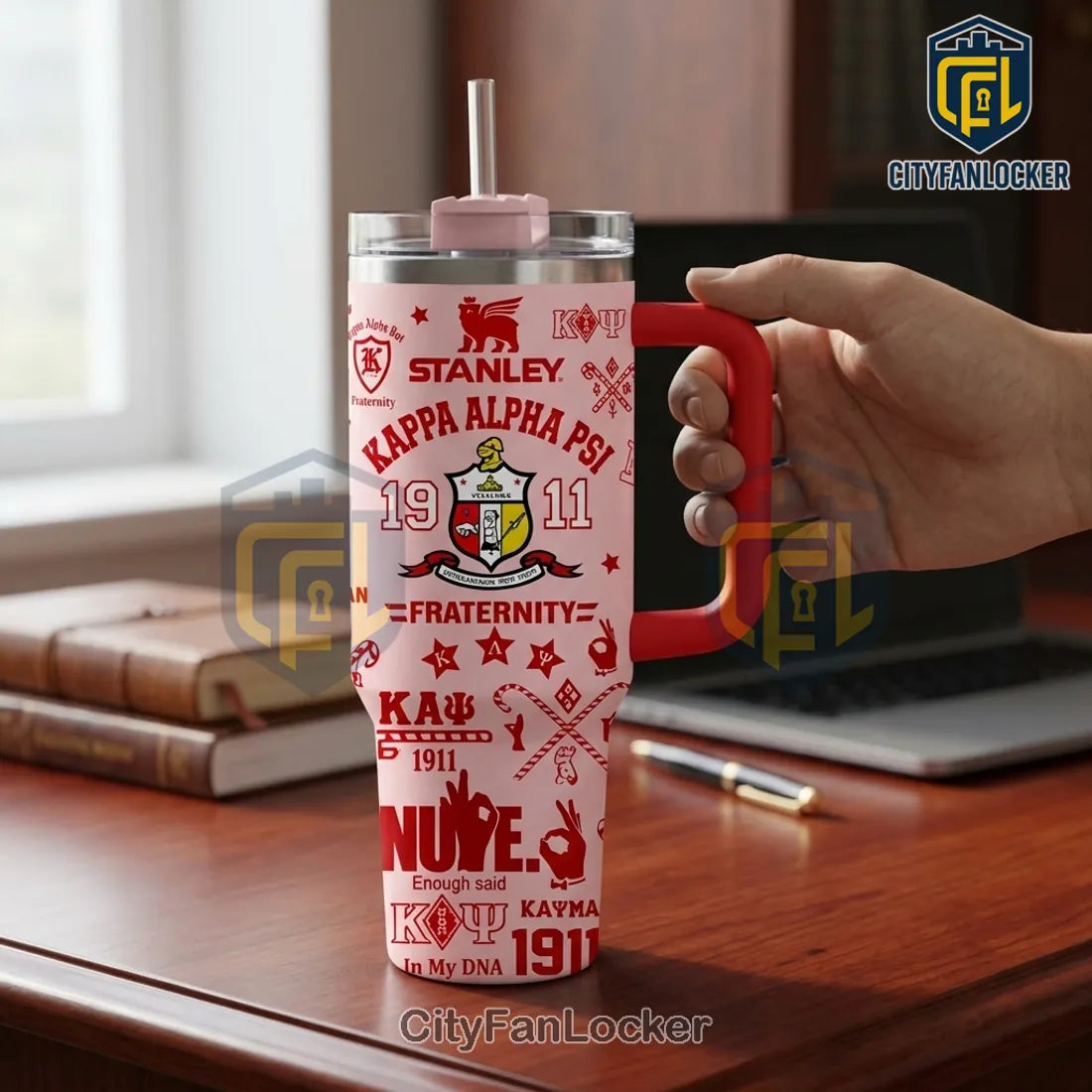 Kappa Alpha Psi Fraternity 1911 Crimson Stainless Steel 40oz Handle Tumbler
