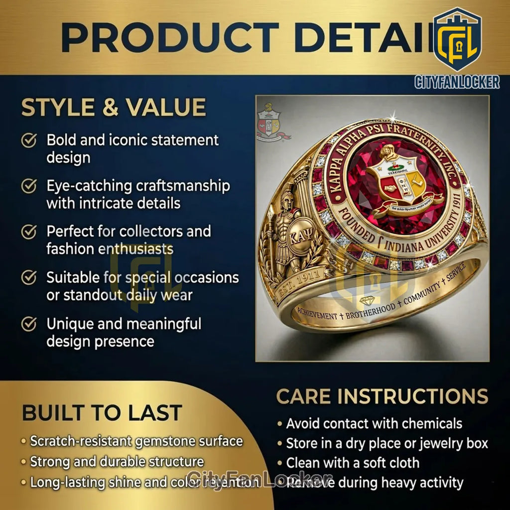 Kappa Alpha Psi Fraternity 1911 Indiana University Commemorative Ring