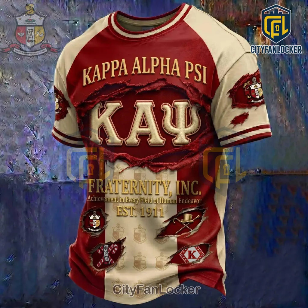 Kappa Alpha Psi Fraternity Crimson and Cream Vintage Mascot T-Shirt