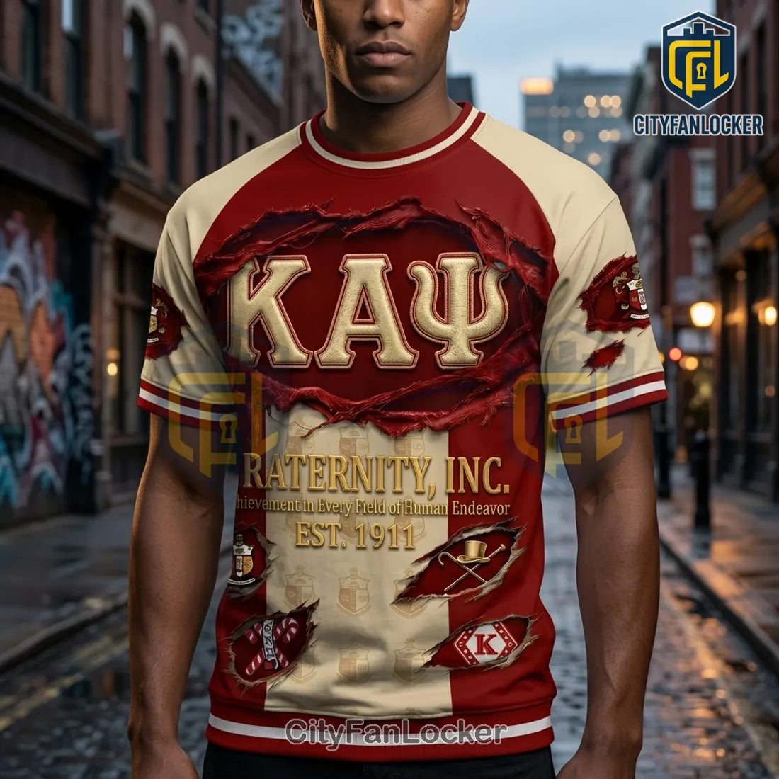 Kappa Alpha Psi Fraternity Crimson and Cream Vintage Mascot T-Shirt