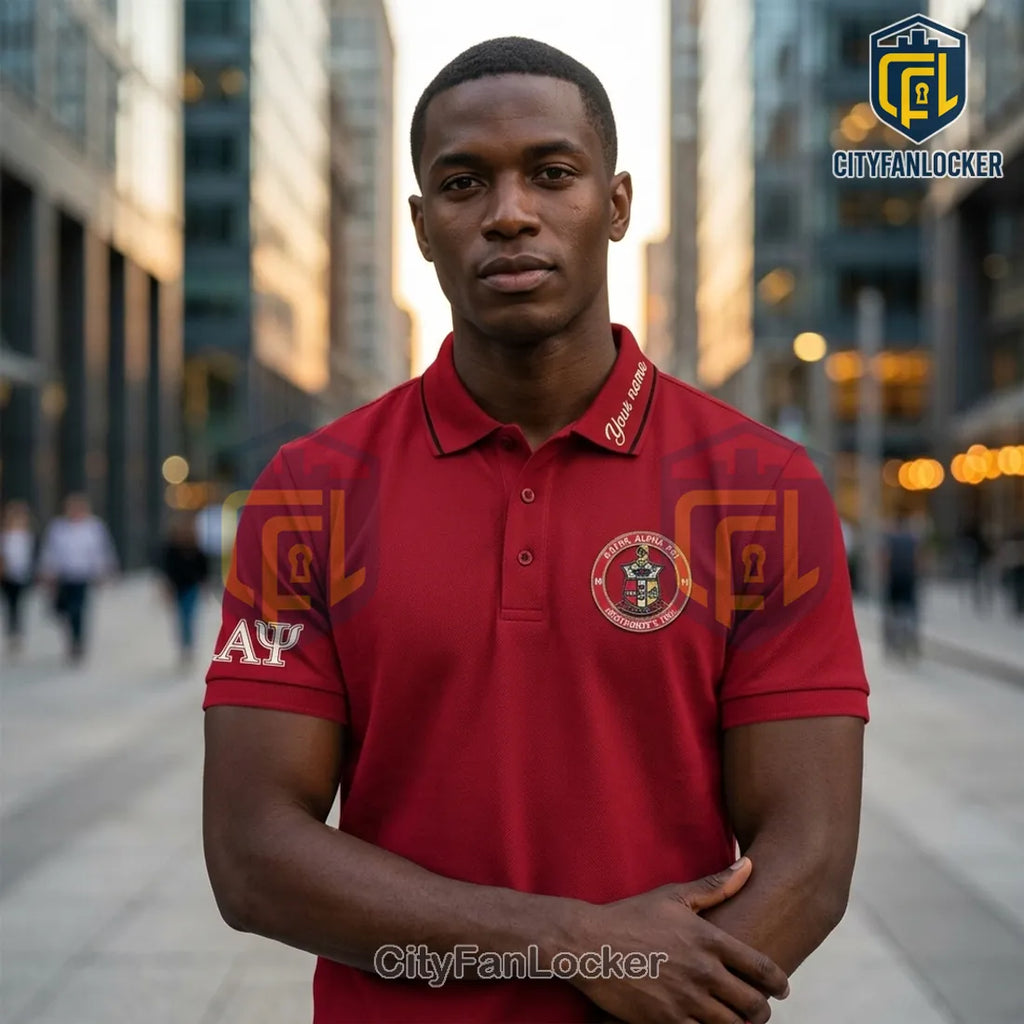 Kappa Alpha Psi Fraternity Red Embroidered Logo Polo Shirt
