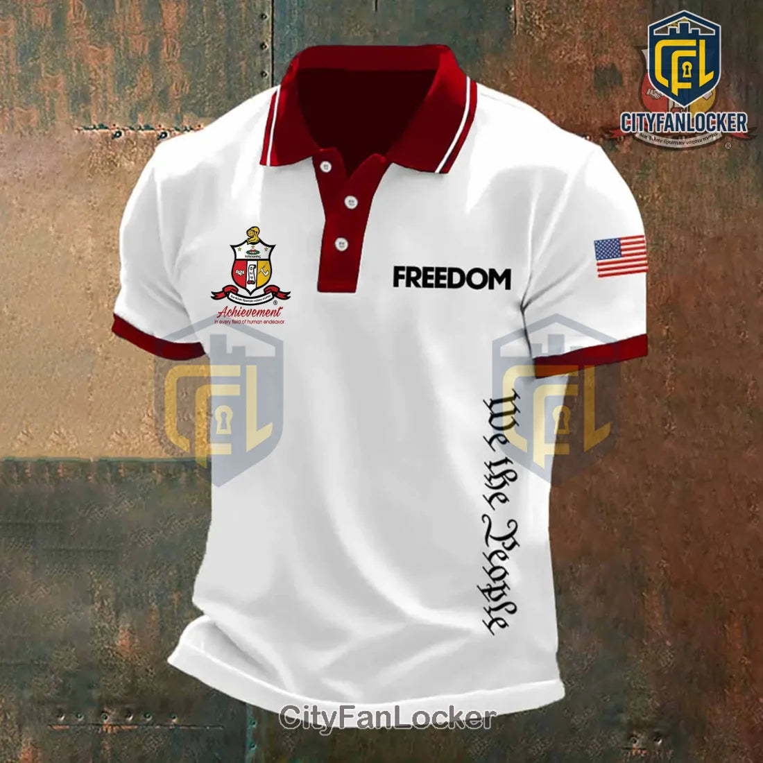 Kappa Alpha Psi Fraternity We The People Freedom White Polo Shirt