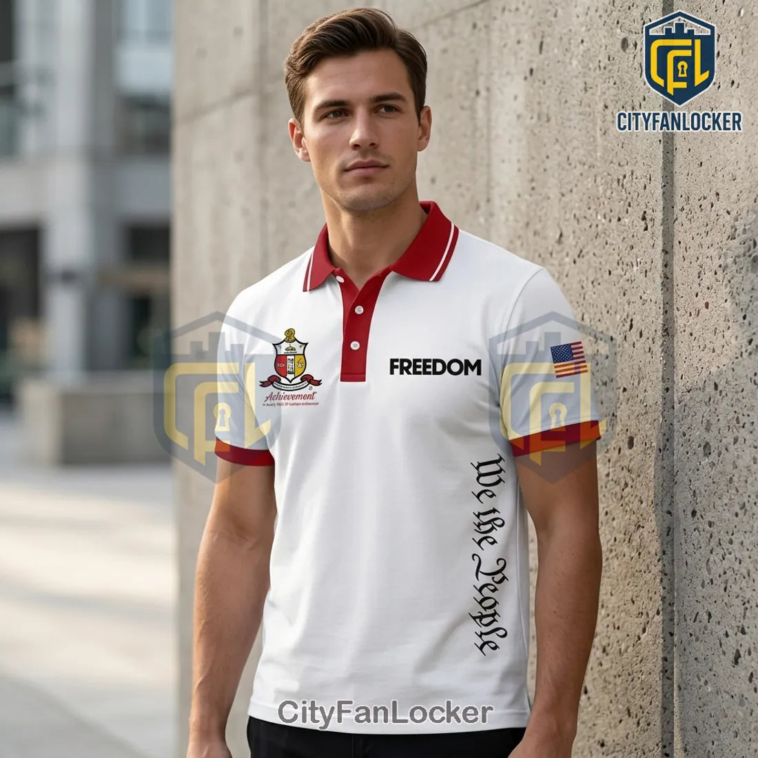 Kappa Alpha Psi Fraternity We The People Freedom White Polo Shirt