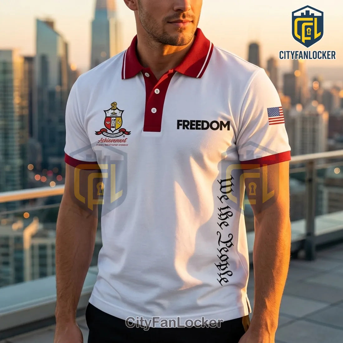 Kappa Alpha Psi Fraternity We The People Freedom White Polo Shirt