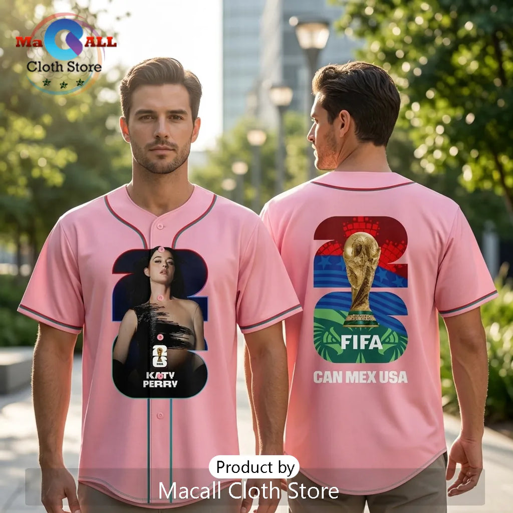 Katy Perry x World Cup 2026 Pink FIFA CAN MEX USA Host Baseball Jersey