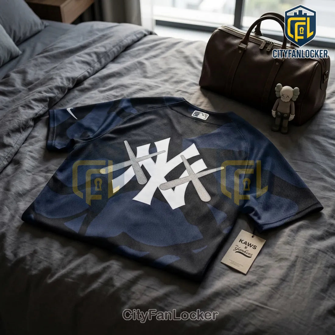 Kaws x New York Yankees Camo Baseball Jersey
