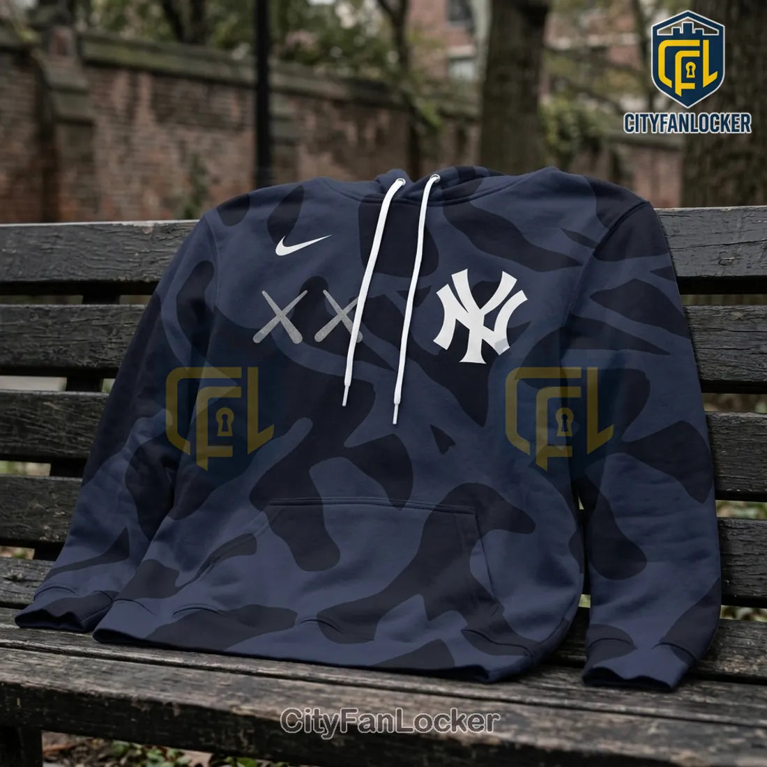 Kaws x New York Yankees Camouflage Pullover Hoodie