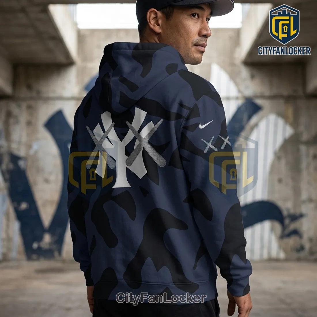 Kaws x New York Yankees Camouflage Pullover Hoodie