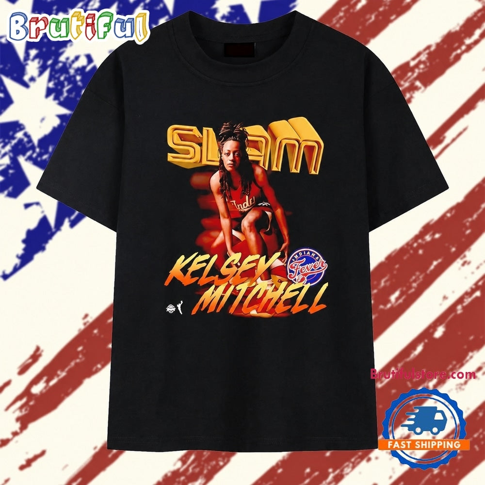 Kelsey Mitchell Indiana Fever Slam WNBA T Shirt