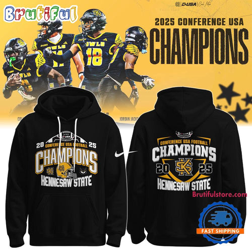 Kennesaw State Owls 2025 C-USA Football Conference Champions Limited Edition Black Hoodie Shirt