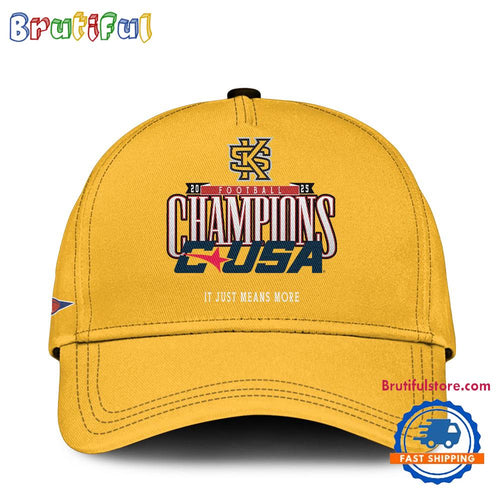 Kennesaw State Owls 2025 C-USA Football Conference Champions Yellow Cap