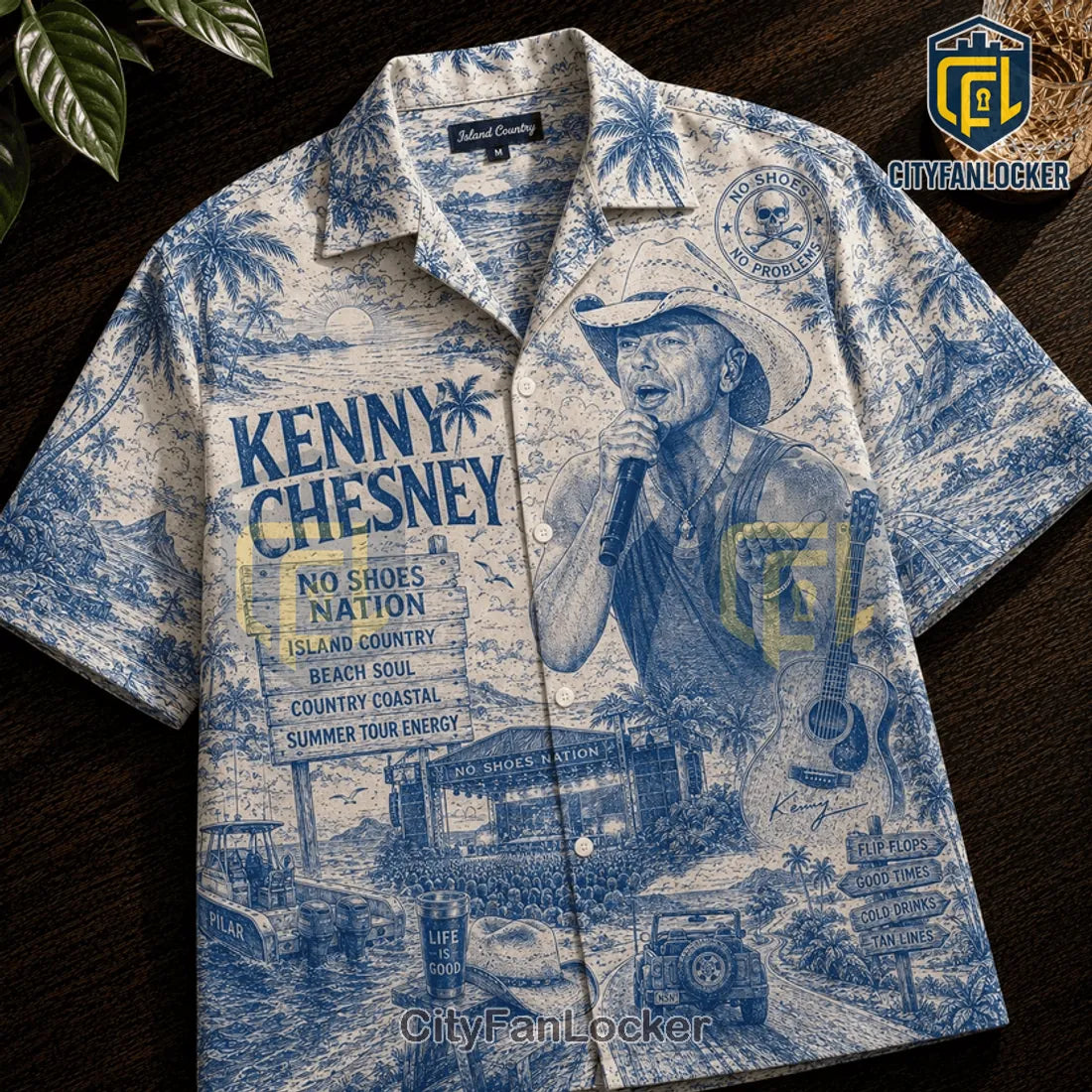 Kenny Chesney No Shoes Nation Blue Hawaiian Shirt