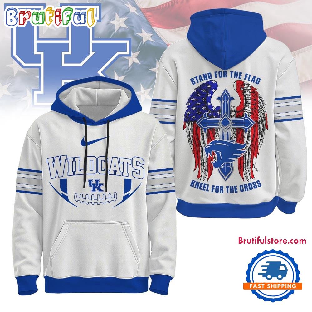 Kentucky Wildcats 2025 NCAA Stand For The Flag Kneel For the Cross Hoodie
